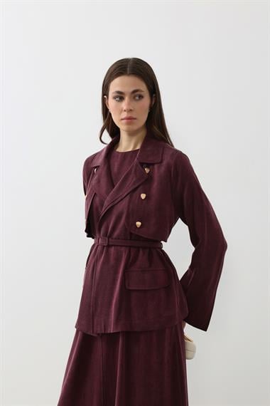 Riva Özel Çıtçıtlı İçlik Elbiseli Takım MÜRDÜM