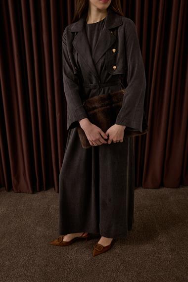 Riva Özel Çıtçıtlı İçlik Elbiseli Takım KAHVERENGİ