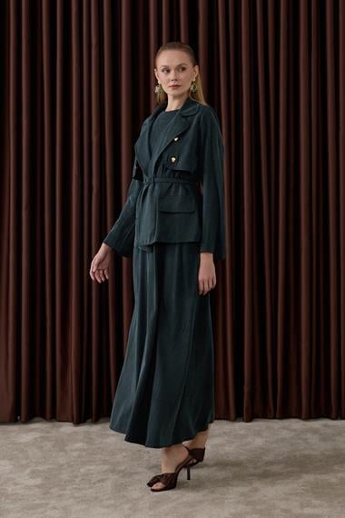 Riva Özel Çıtçıtlı İçlik Elbiseli Takım ZÜMRÜT