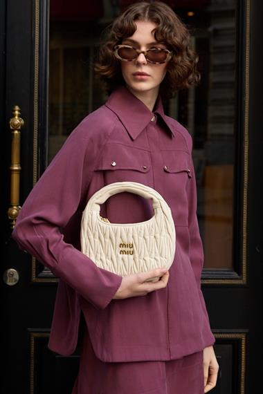 Sara Gold Düğmeli Cepli Etekli Takım MÜRDÜM