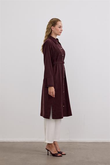 Serena Gold Düğmeli Kemerli Tunik MÜRDÜM