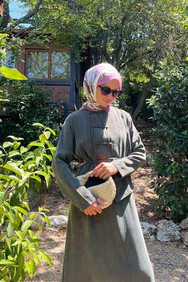 Sofia Sosis Biyeli İçlik Elbiseli Takım HAKİ