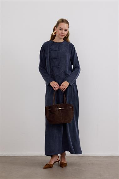 Sofia Sosis Biyeli İçlik Elbiseli Takım LACİVERT