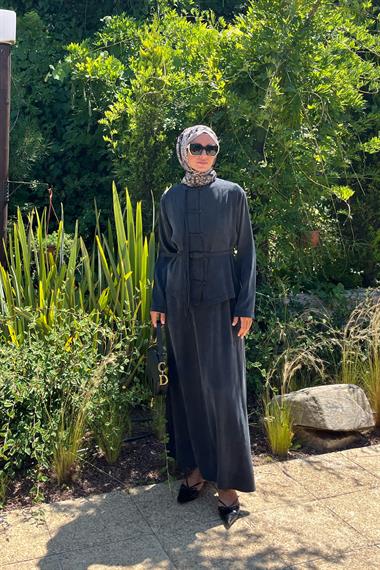 Sofia Sosis Biyeli İçlik Elbiseli Takım SİYAH