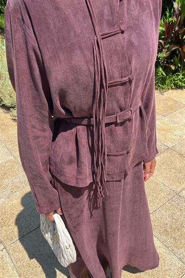 Sofia Sosis Biyeli İçlik Elbiseli Takım MÜRDÜM