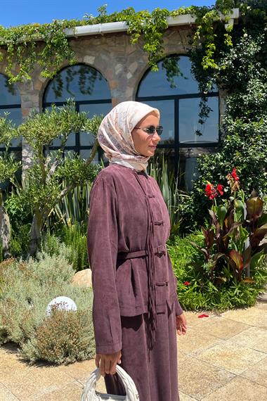 Sofia Sosis Biyeli İçlik Elbiseli Takım MÜRDÜM