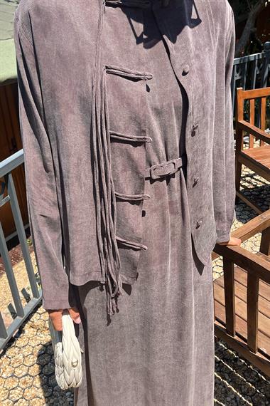 Sofia Sosis Biyeli İçlik Elbiseli Takım KAHVERENGİ