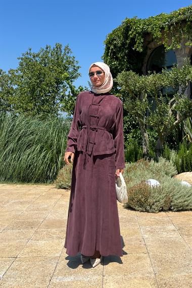 Sofia Sosis Biyeli İçlik Elbiseli Takım MÜRDÜM