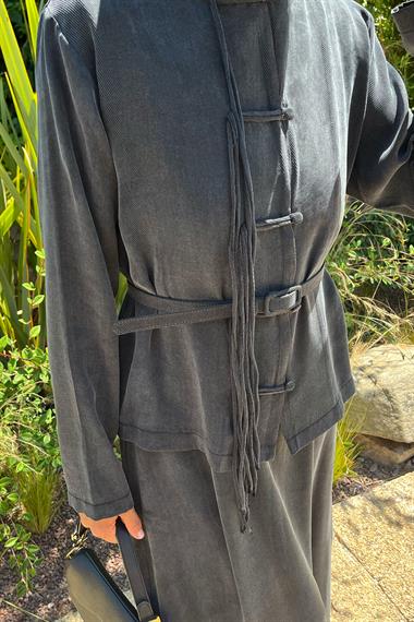 Sofia Sosis Biyeli İçlik Elbiseli Takım SİYAH