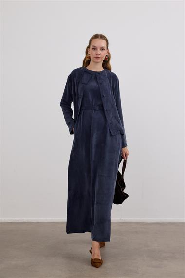 Sofia Sosis Biyeli İçlik Elbiseli Takım LACİVERT