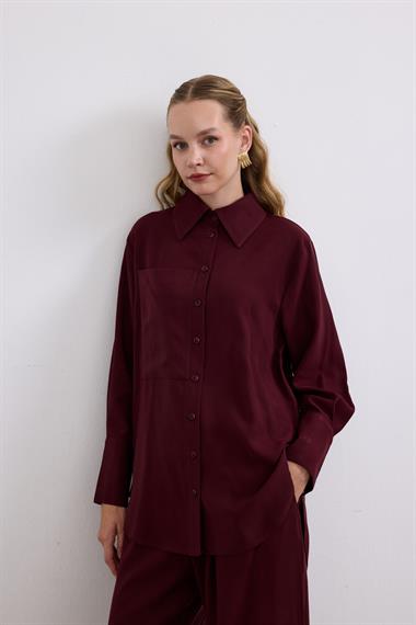 Soley Büyük Cepli Düğmeli Pantolonlu Takım MÜRDÜM