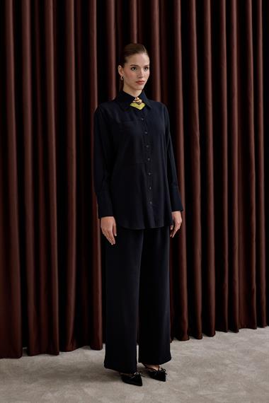 Soley Büyük Cepli Düğmeli Pantolonlu Takım SİYAH