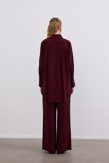 Soley Büyük Cepli Düğmeli Pantolonlu Takım MÜRDÜM