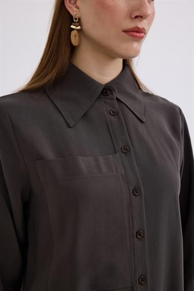 Soley Büyük Cepli Düğmeli Pantolonlu Takım ANTRASİT