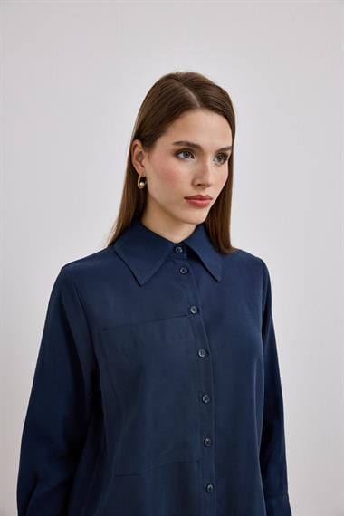 Soley Büyük Cepli Düğmeli Pantolonlu Takım LACİVERT