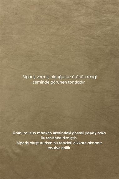 Sortie Yandan Fermuarlı Floş Lyocell Pantolonlu Takım BEJ