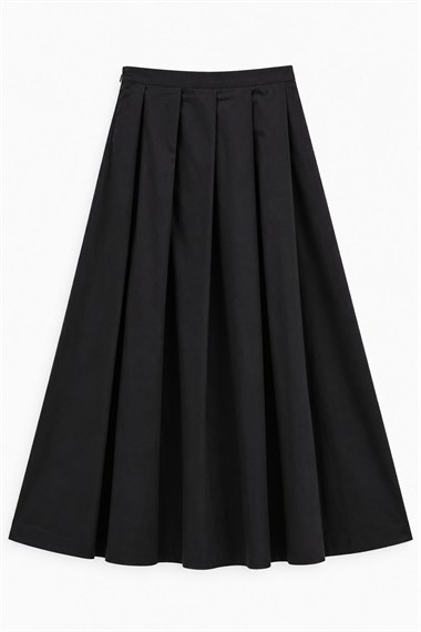 Star Pileli Gabardin Etek SİYAH