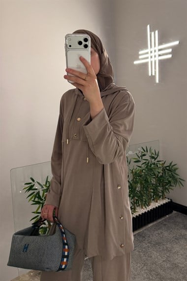Stone Örme Rayon Eşofman Pantolonlu Takım VİZON