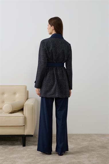 Tale Fermuarlı Garnili Pantolonlu Takım LACİVERT