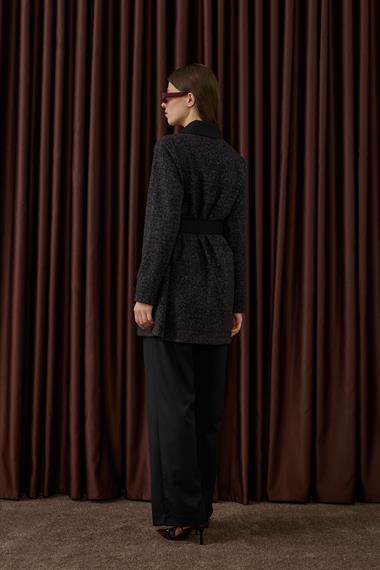 Tale Fermuarlı Garnili Pantolonlu Takım SİYAH