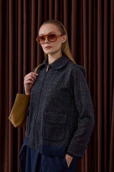 Talia Fermuarlı Garnili Etekli Takım LACİVERT