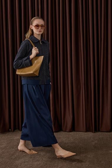 Talia Fermuarlı Garnili Etekli Takım LACİVERT