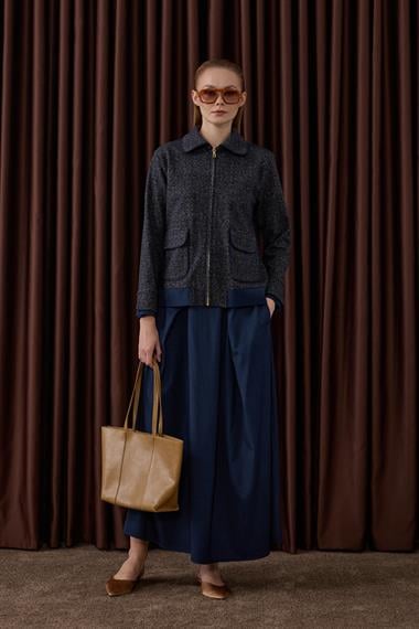 Talia Fermuarlı Garnili Etekli Takım LACİVERT