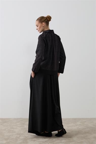 Talia Fermuarlı Garnili Etekli Takım SİYAH