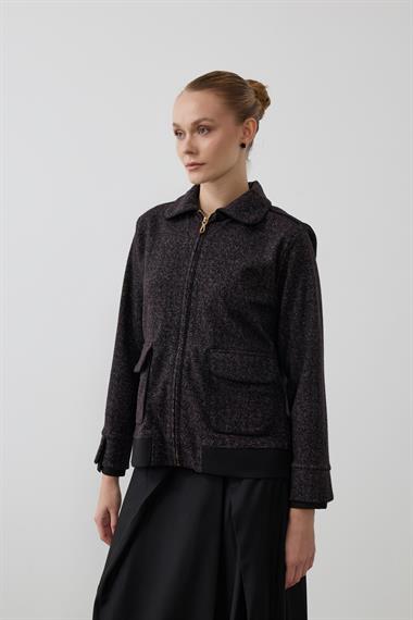 Talia Fermuarlı Garnili Etekli Takım SİYAH