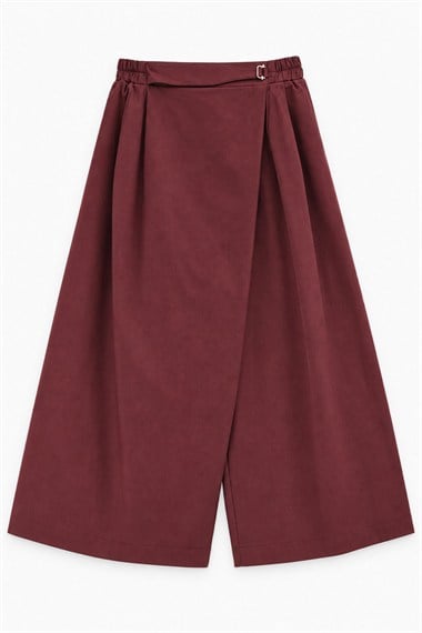 Tokalı Gabardin Pantolon Etek BORDO