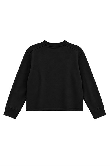 Tosca Pens ve Pile Detaylı Sweatshirt SİYAH