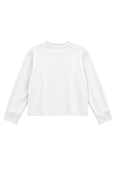 Tosca Pens ve Pile Detaylı Sweatshirt BEYAZ