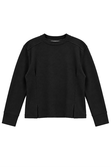 Tosca Pens ve Pile Detaylı Sweatshirt SİYAH