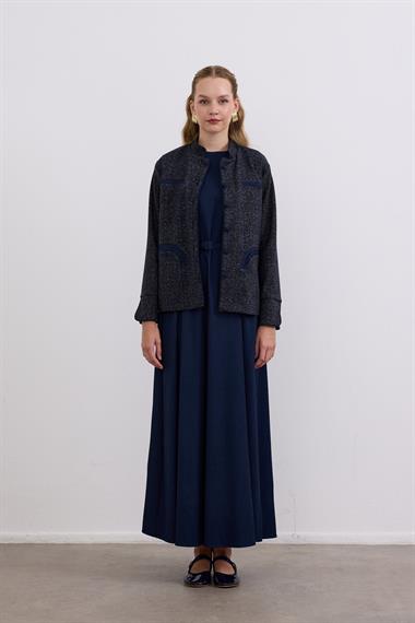 Trace Oval Cepli Düğmeli İçlik Elbiseli Takım LACİVERT