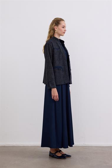 Trace Oval Cepli Düğmeli İçlik Elbiseli Takım LACİVERT