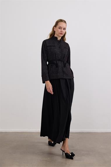 Trace Oval Cepli Düğmeli İçlik Elbiseli Takım SİYAH