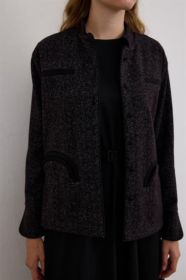 Trace Oval Cepli Düğmeli İçlik Elbiseli Takım SİYAH