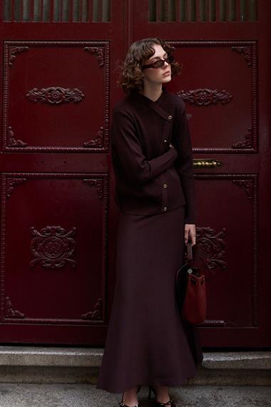 Valery Kruvaze Triko Etekli Takım KAHVERENGİ