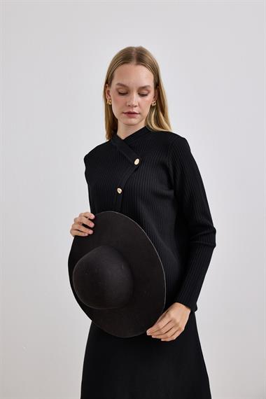 Valery Kruvaze Triko Etekli Takım SİYAH