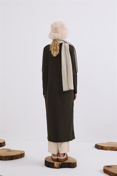 Violet Gold Düğmeli Uzun Triko Hırka HAKİ