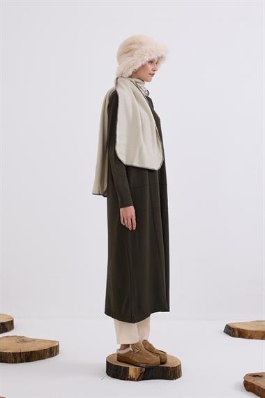 Violet Gold Düğmeli Uzun Triko Hırka HAKİ