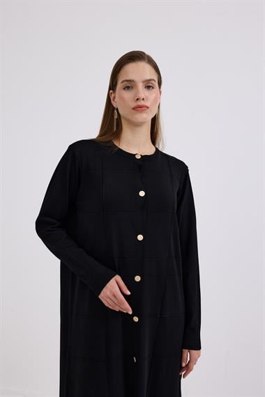 Violet Gold Düğmeli Uzun Triko Hırka SİYAH