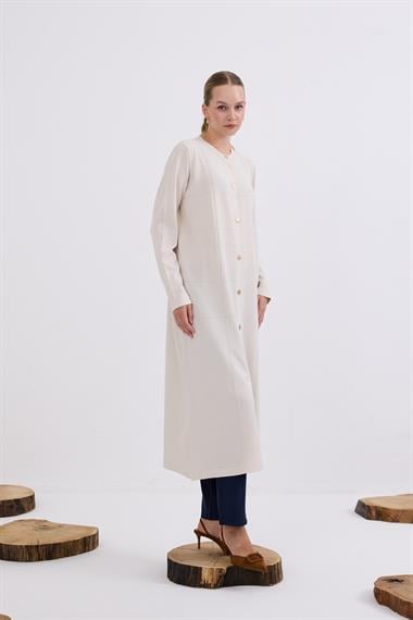 Violet Gold Düğmeli Uzun Triko Hırka TAŞ