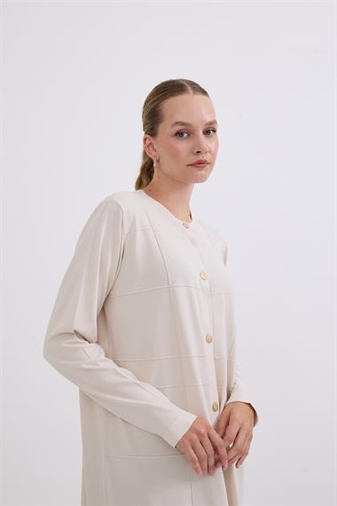 Violet Gold Düğmeli Uzun Triko Hırka TAŞ