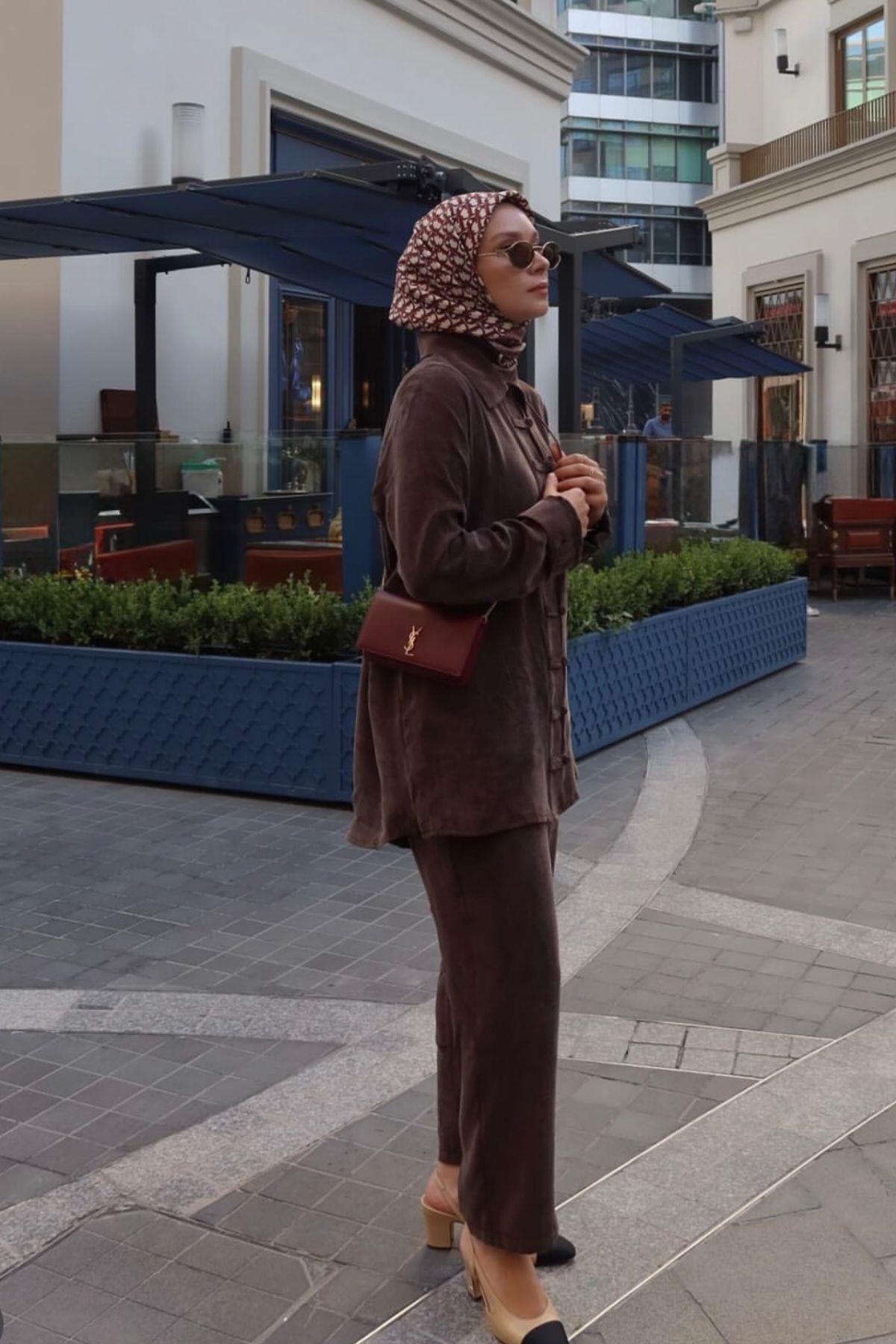 Emosh Britli Düğmeli Pantolonlu Takım KAHVERENGİ