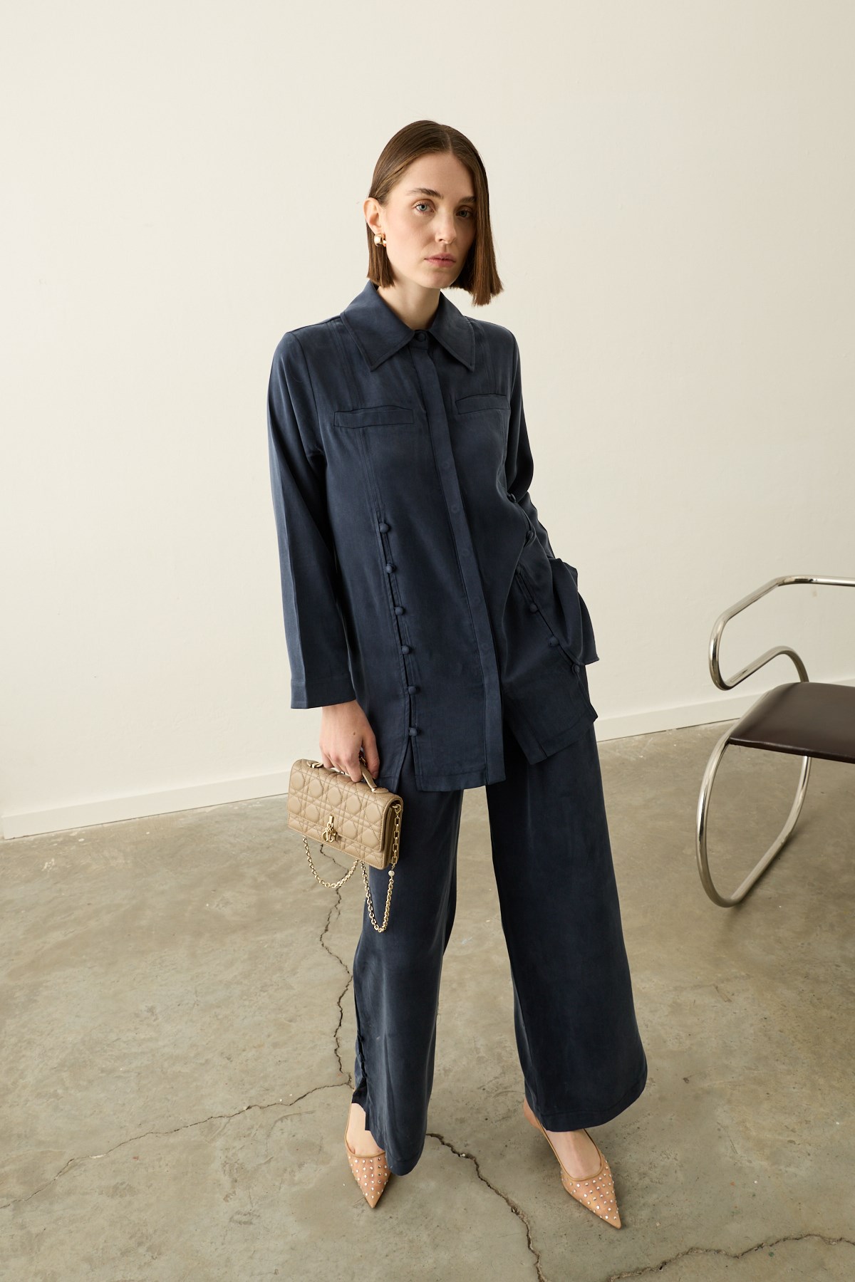 Henry Britli Lyocell Pantolonlu Takım LACİVERT