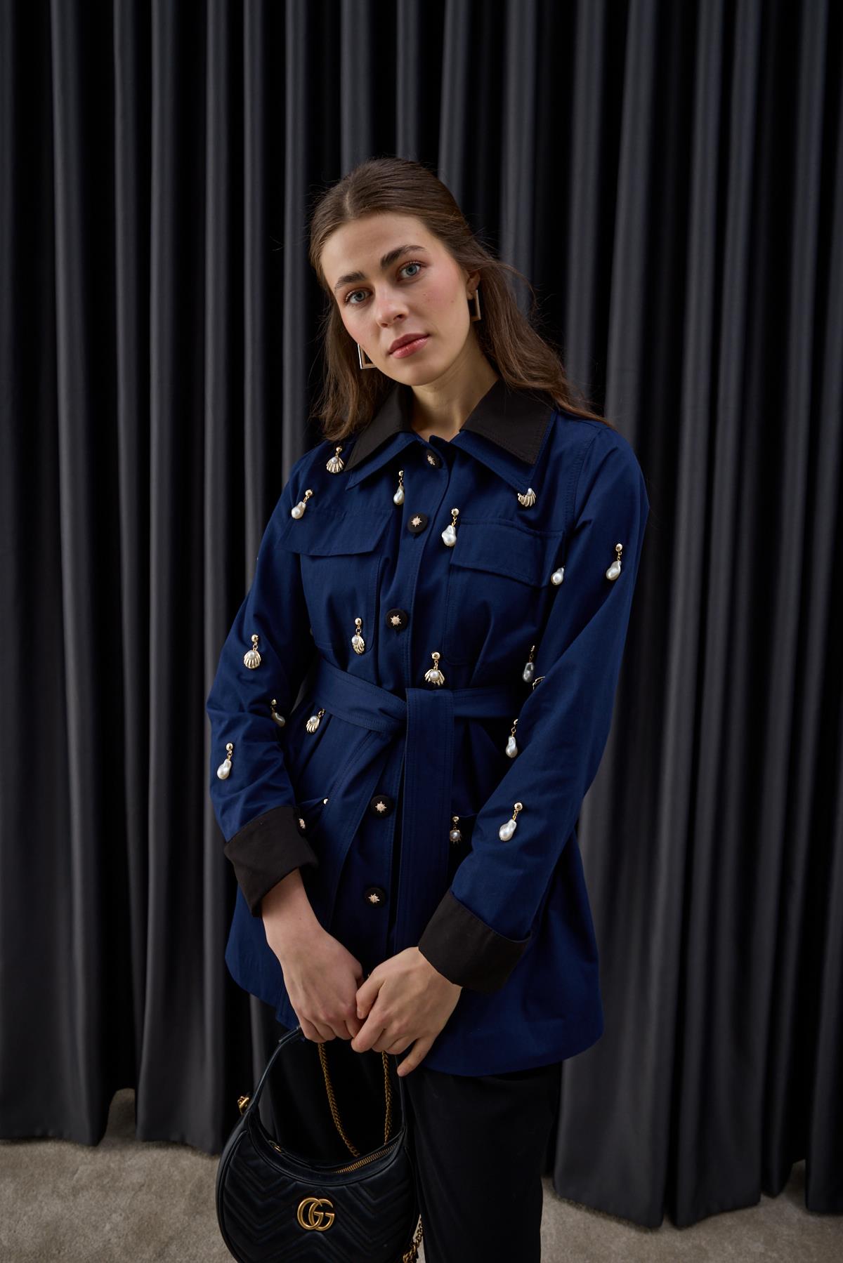 Parka Düğmeli Özel Aksesuarlı Parka LACİVERT