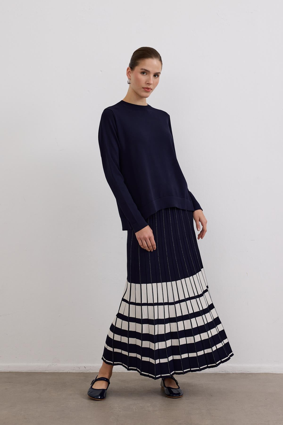 Perla Piliseli Triko Etekli Takım LACİVERT