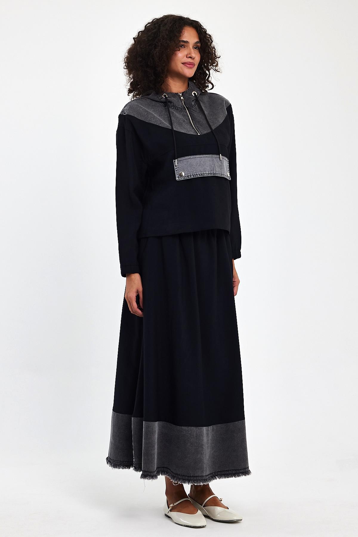 TAMARA ETEKLİ TAKIM SİYAH