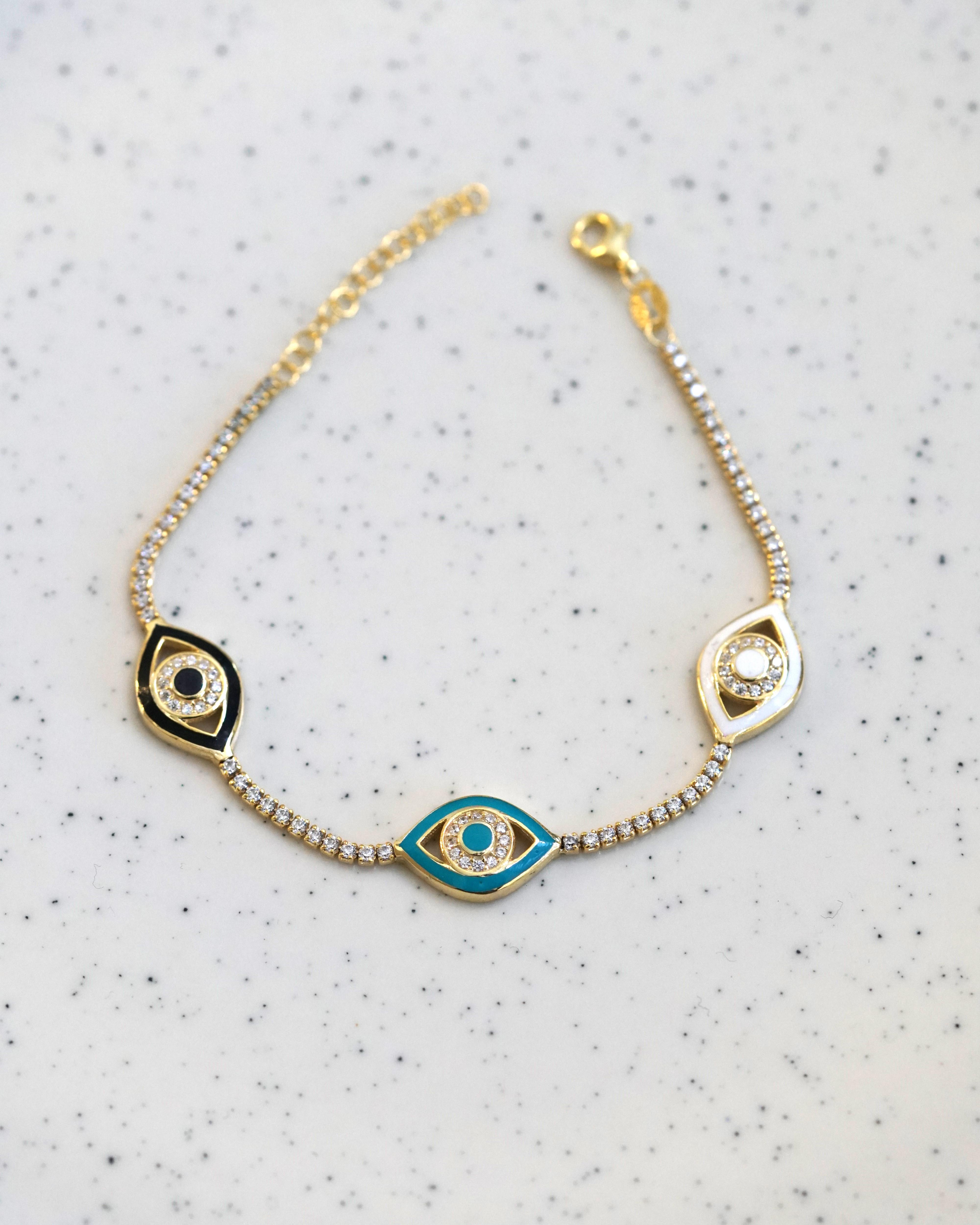 Göz Bileklik renkli mineli 